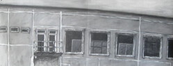 Balkon, Fenster, Himmel, Öl/Karton, 80 x 30 cm, 2010