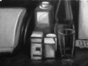 Drucker, Glas, Medizin, Öl/Karton, 32 x 24 cm, 2008