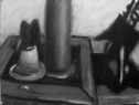 Wand, Kerze, Skulptur, Öl/Karton, 40 x 30 cm, 2009